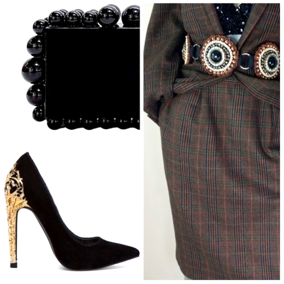 SAG HARBOR Wool Blend Two-Piece Houndstooth Dark VTG Academia Femi ine PowErSuit - Picture 9 of 15